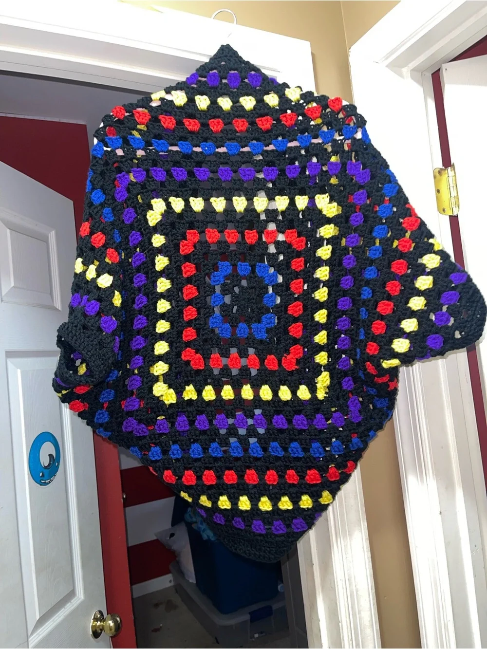 Handmade Black Multicolor Crochet Cocoon - Cozy Home Accent